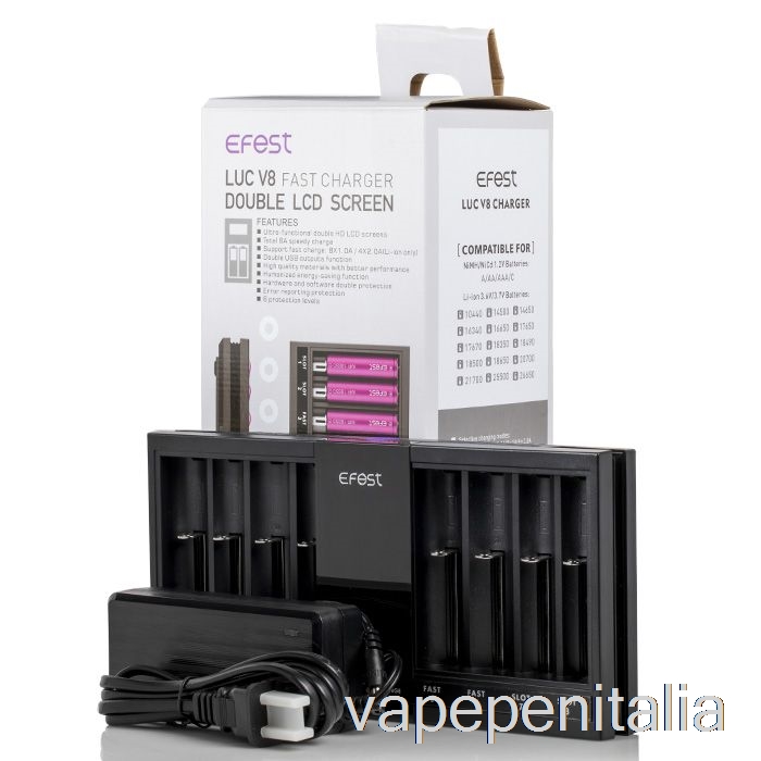 Caricabatteria Veloce Vape Italia Efest Luc V8 Doppio Schermo Lcd