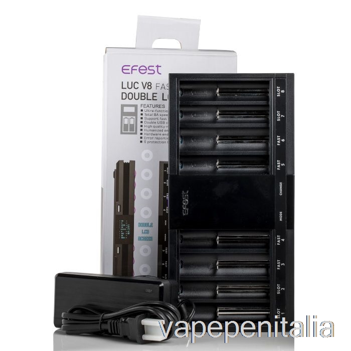 Caricabatteria Veloce Vape Italia Efest Luc V8 Doppio Schermo Lcd