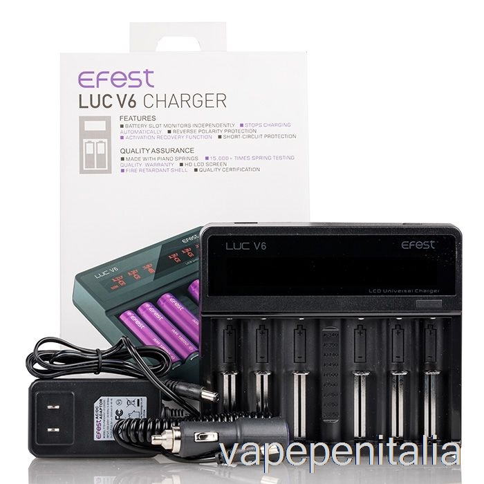 Vape Box Mod Efest Luc V6 Caricabatterie Universale LCD A 6 Alloggiamenti