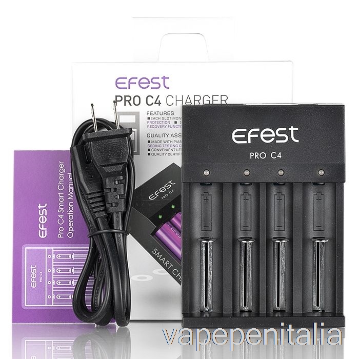 Vape In Italia Efest Pro C4 Caricabatterie Intelligente A 4 Alloggiamenti