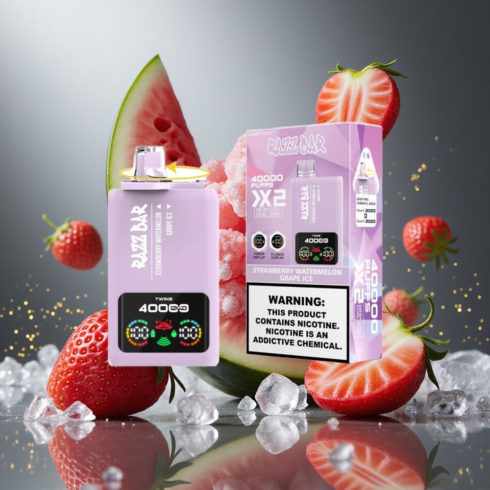 Fragola Anguria Uva Ghiaccio Razz Bar 40000 Puffs Display Schermo Potenza Tipo-C Porta