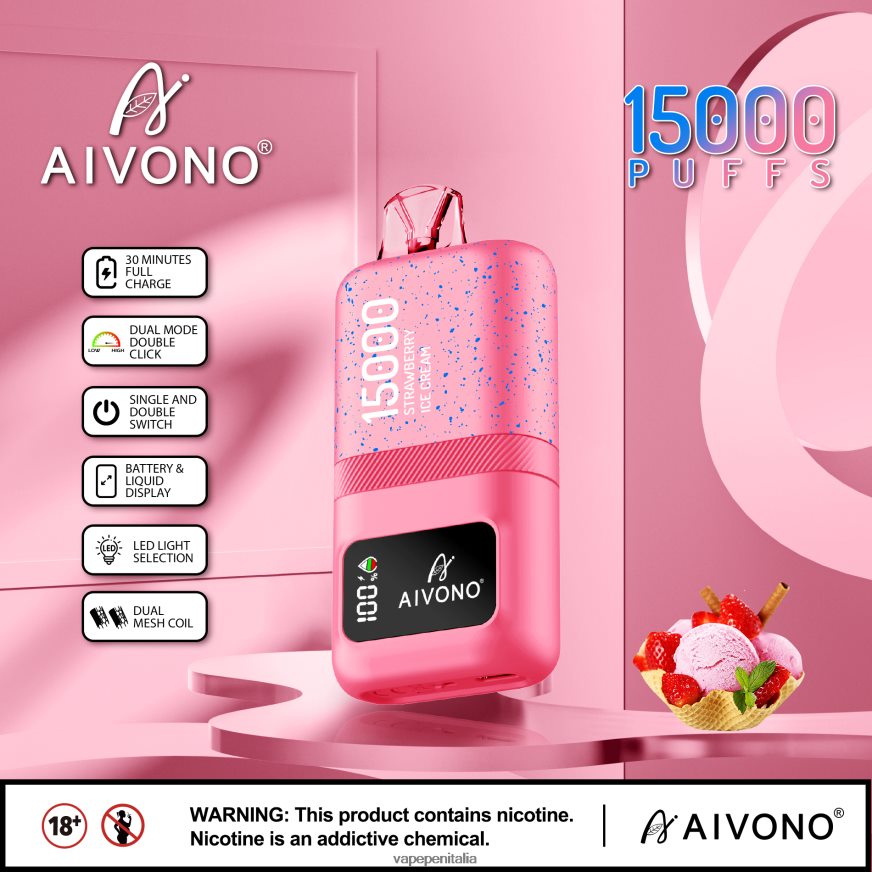 Aivono AIM magic 15000 gelato alla fragola - 486ZBB66 Vape In Italy