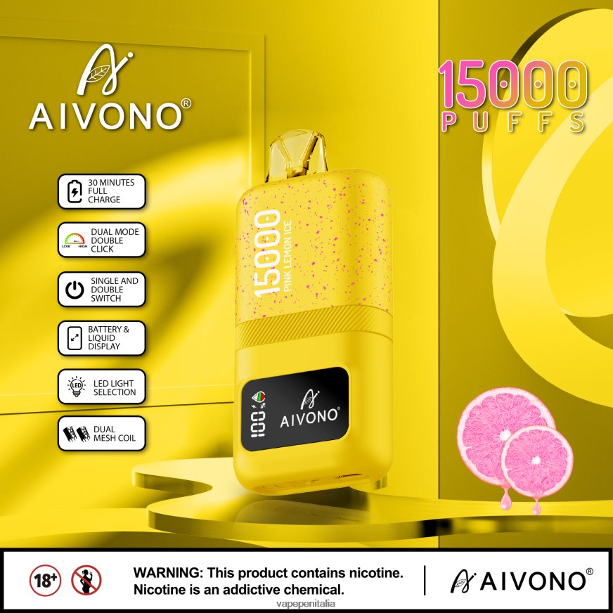 Aivono AIM magic 15000 ghiaccio al limone rosa - 486ZBB61 Vape Italia