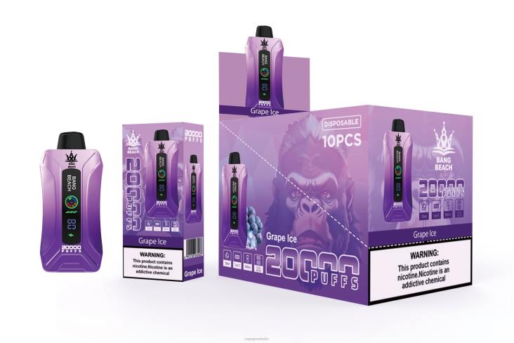 E Cig Senza Nicotina 8RFR10 ghiaccio d'uva - Bang Beach Svapo a schermo intelligente da 20000 sbuffi