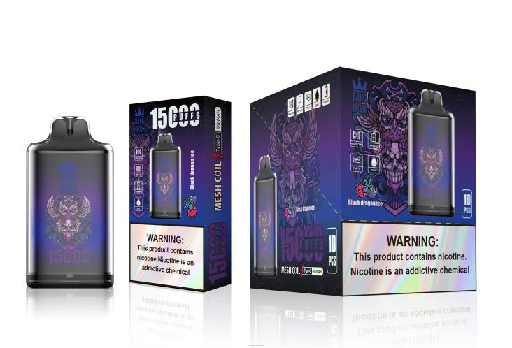 E Cig Senza Nicotina 8RFR110 ghiaccio del drago nero - Bang Box s1-15000 sbuffi