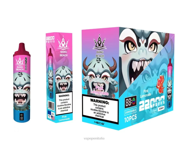 E Cig Senza Nicotina 8RFR15 limonata rosa - Bang Beach Schermo intelligente da 22000 sbuffi