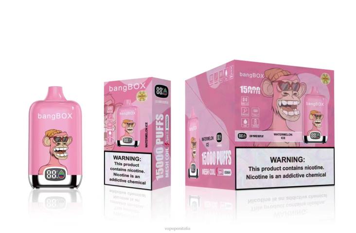 E Cig Senza Nicotina 8RFR45 ghiaccio di anguria - Bang Box 15000 sbuffi