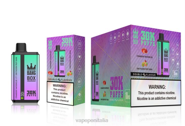 E Cig Senza Nicotina 8RFR70 fragola, anguria e kiwi, frutto della passione, guava - Bang Box 30000 bignè bigusto