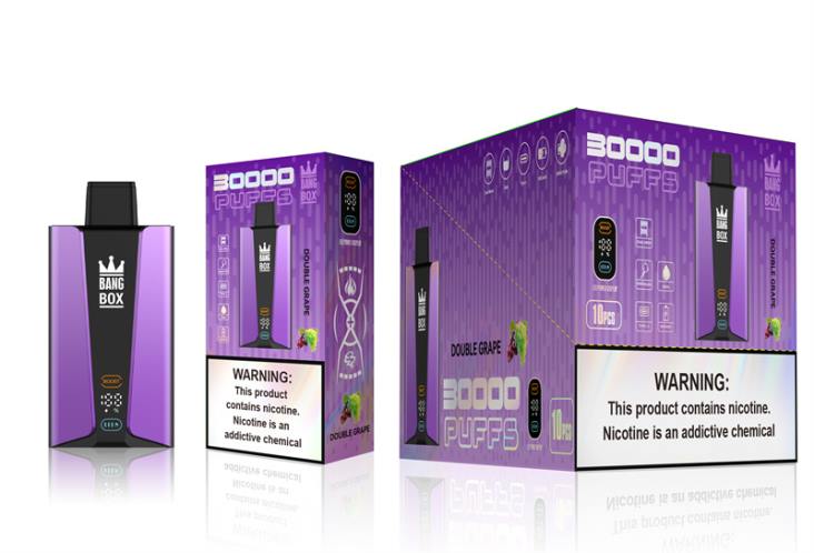 E Cig Senza Nicotina 8RFR85 doppia uva - Bang Box Schermo intelligente da 30000 sbuffi