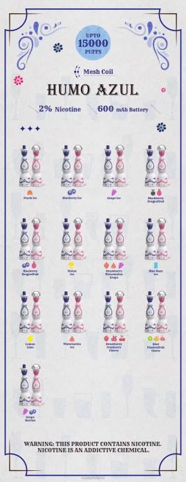 Humo Azul 15000 boccate 2% monouso 6RZZ112 Vape In Italy
