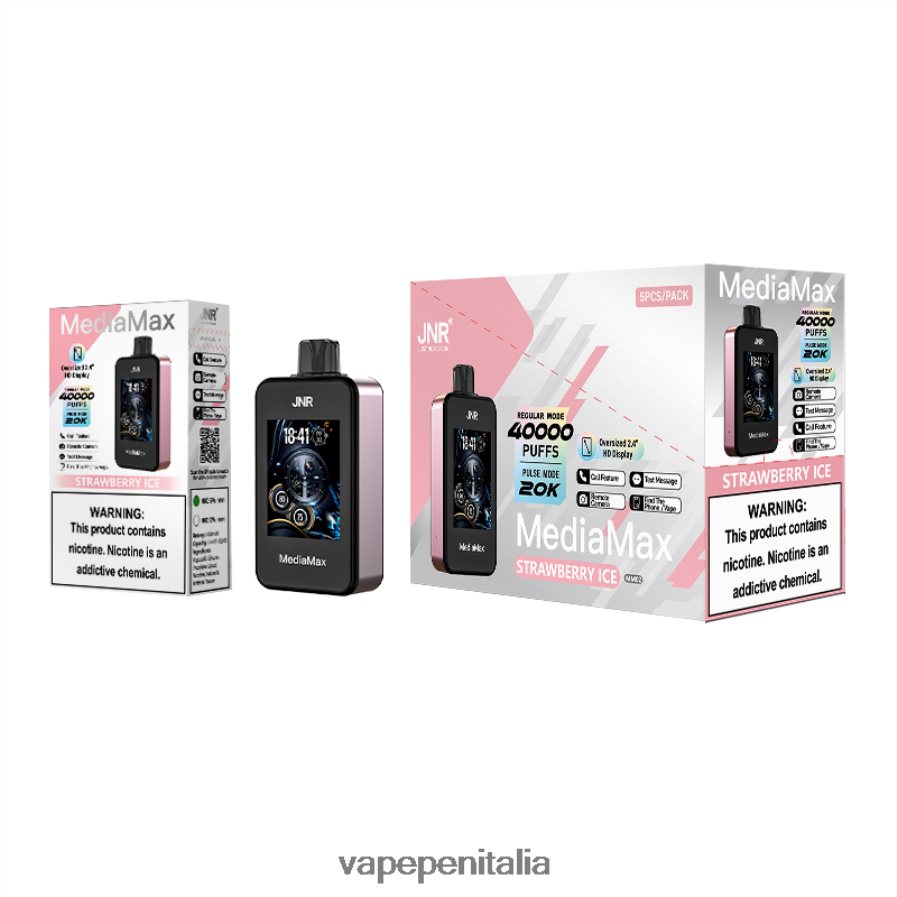 JNR MediaMax Soffio da 40k ghiaccio alla fragola Z6ZN2B17 Vape In Italy