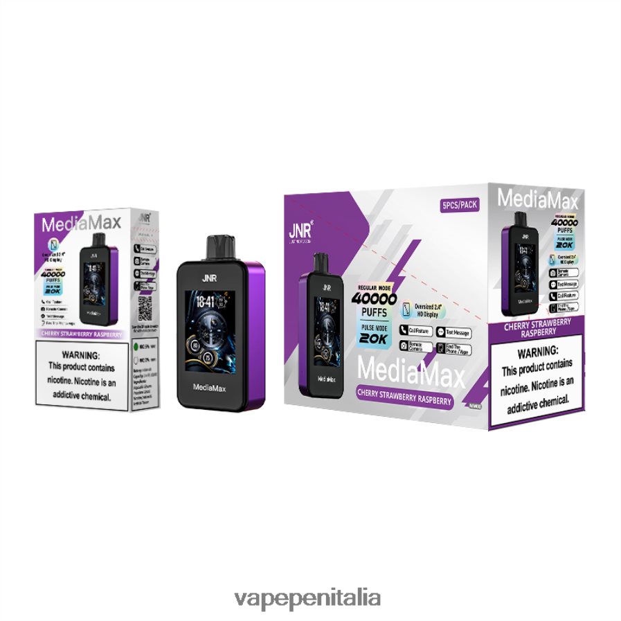JNR MediaMax Soffio da 40k lampone ciliegia fragola Z6ZN2B14 Vape Box Mod