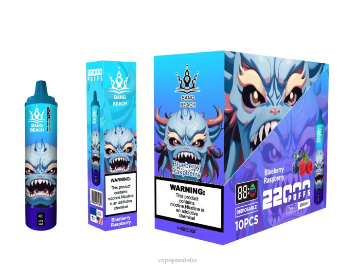 Vape Box Mod 8RFR14 lampone mirtillo - Bang Beach Schermo intelligente da 22000 sbuffi