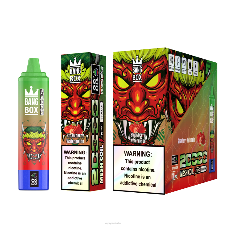 Vape In Italy 8RFR52 anguria alla fragola - Bang Box Schermo intelligente da 20.000 sbuffi