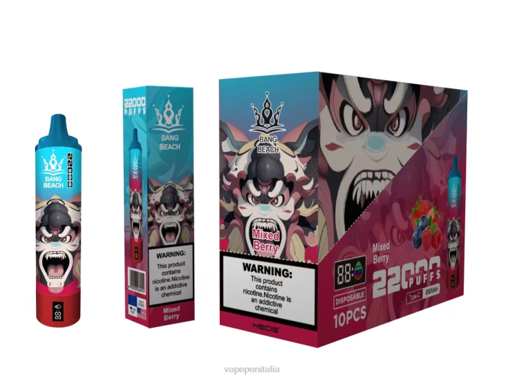Vape Italia 8RFR21 frutti di bosco misti - Bang Beach Schermo intelligente da 22000 sbuffi