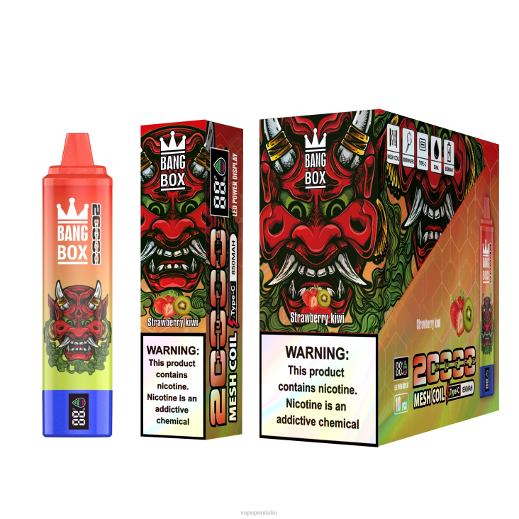 Vape Italia 8RFR51 kiwi fragola - Bang Box Schermo intelligente da 20.000 sbuffi