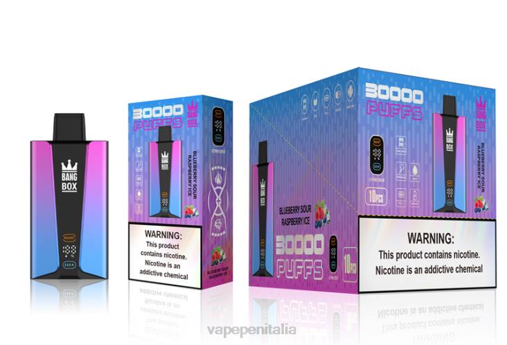 Vape Italia 8RFR81 gelato al lampone acido e mirtillo - Bang Box Schermo intelligente da 30000 sbuffi