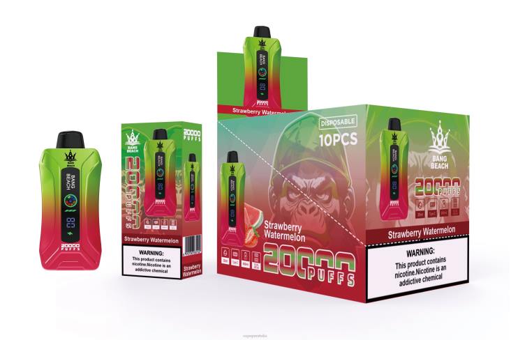 Vape Pen 8RFR3 anguria alla fragola - Bang Beach Svapo a schermo intelligente da 20000 sbuffi