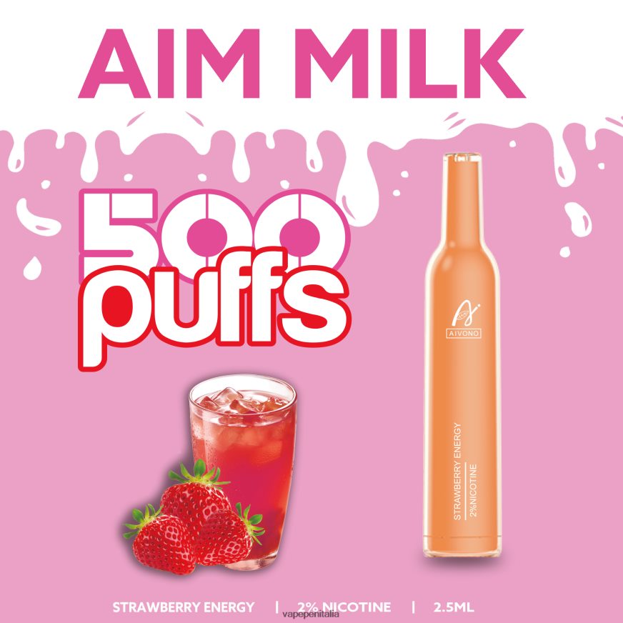 Aivono AIM MILK 500 energia della fragola - 486ZBB266 Vape In Italy