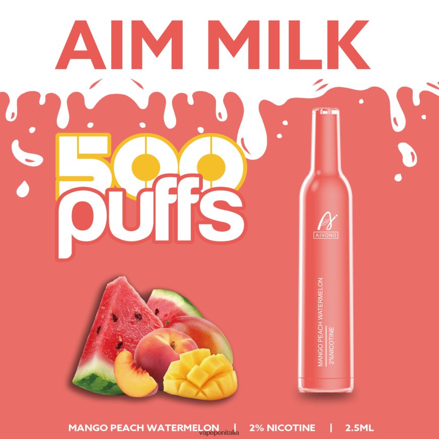 Aivono AIM MILK 500 mango, pesca, anguria - 486ZBB268 Vape In Italy