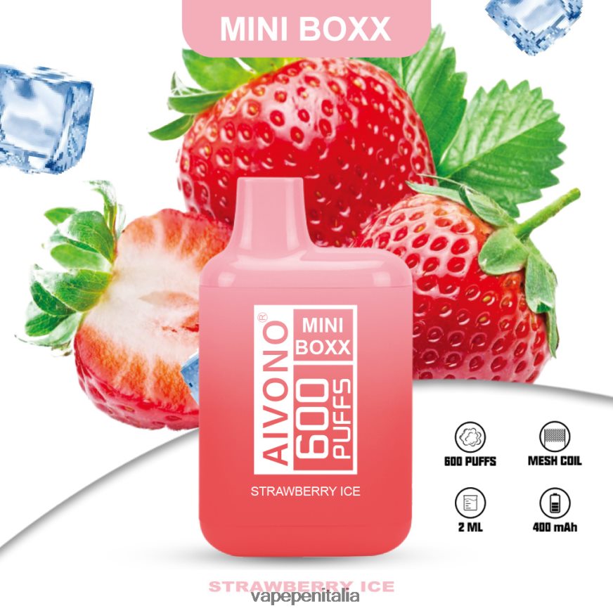 Aivono AIM MINI BOXX 600 ghiaccio alla fragola - 486ZBB236 Vape In Italy