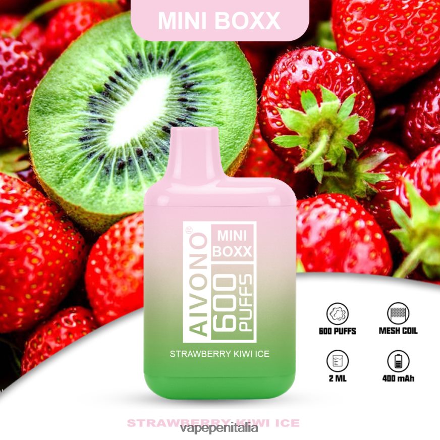 Aivono AIM MINI BOXX 600 ghiaccio alla fragola e kiwi - 486ZBB234 Vape In Italy