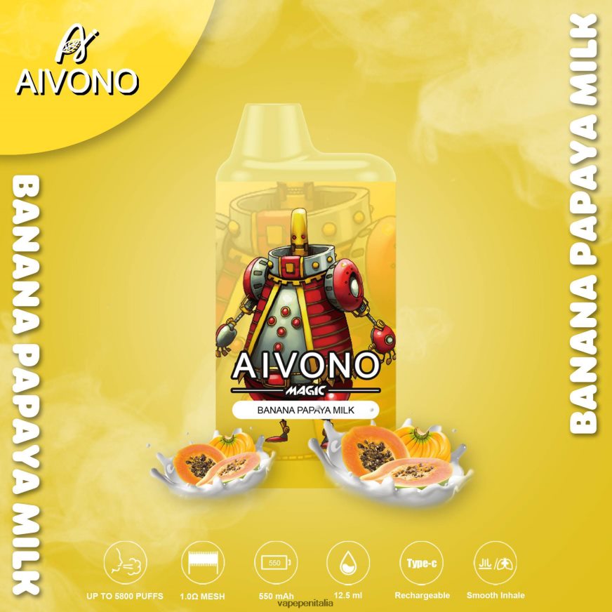 Aivono AIM MAGIC Sigaretta a scatola da 5800 bocche latte di banana e papaia - 486ZBB94 Vape In Italy