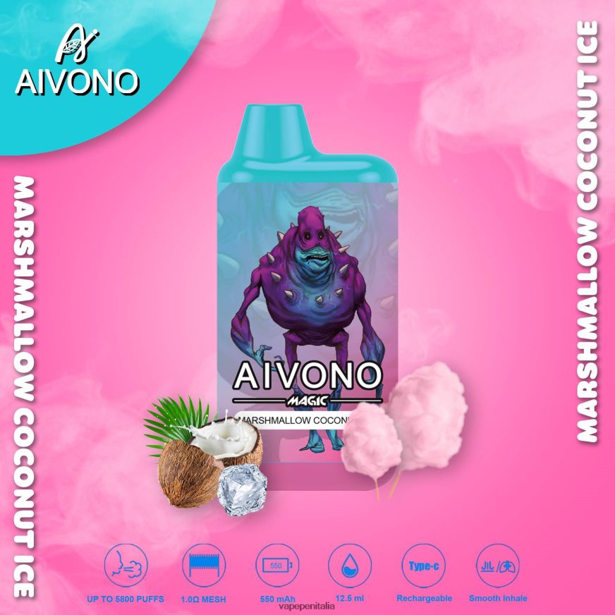 Aivono AIM MAGIC Sigaretta a scatola da 5800 bocche marshmallow gelato al cocco - 486ZBB95 Vape Italia
