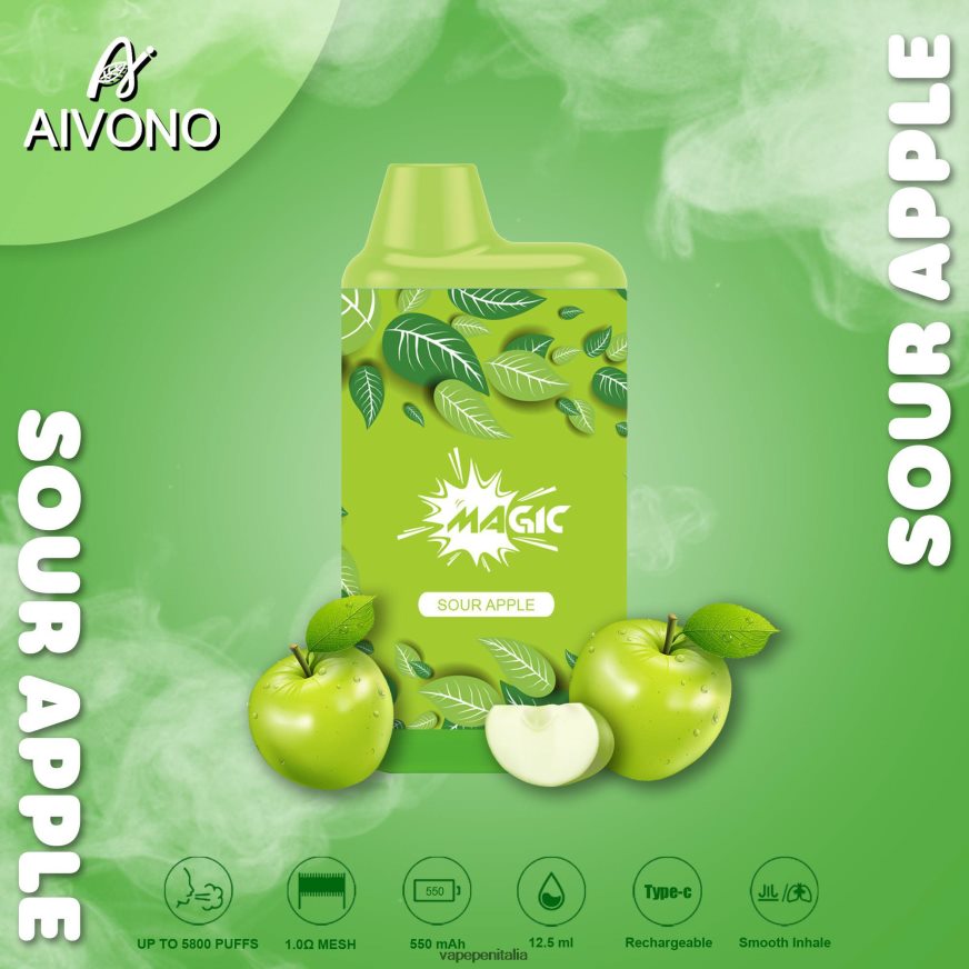 Aivono AIM MAGIC Sigaretta a scatola da 5800 bocche mela acerba - 486ZBB87 Vape Italia