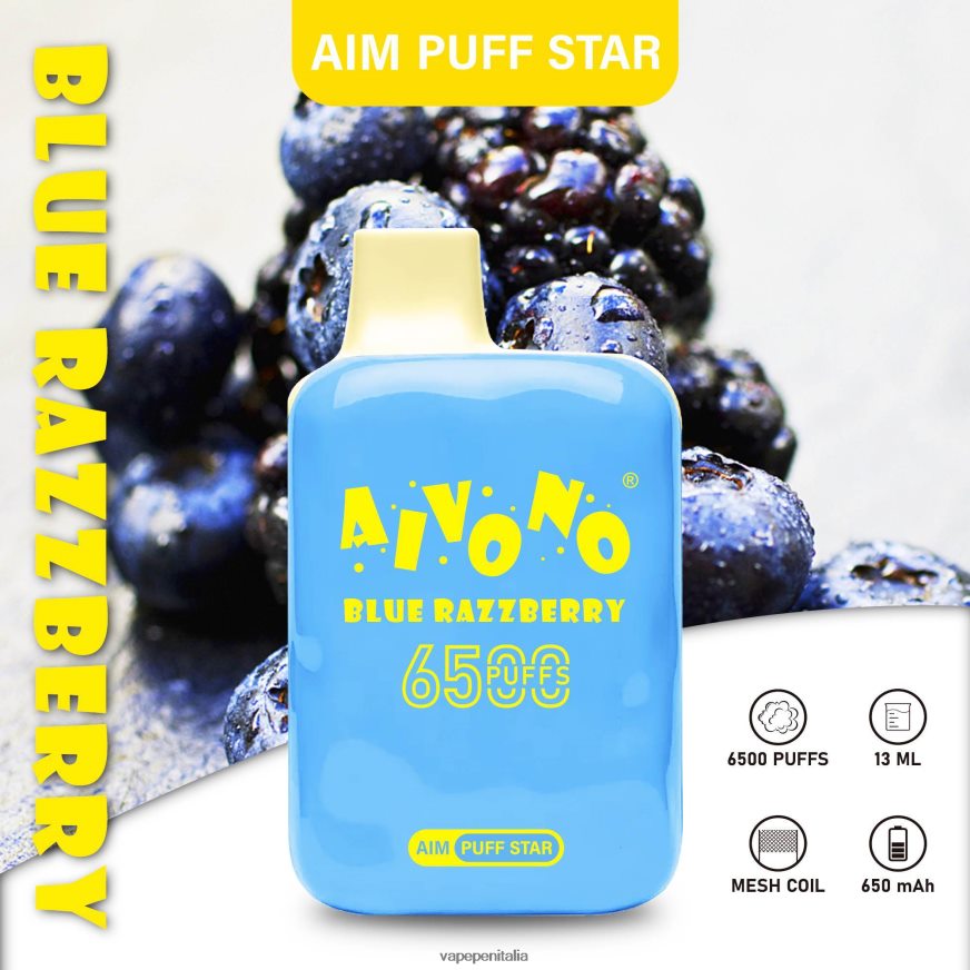 Aivono AIM PUFF STAR 6500 lampone blu - 486ZBB292 Vape In Italy