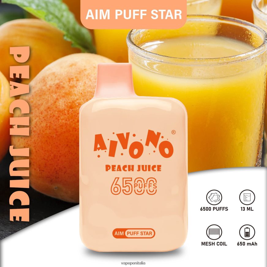 Aivono AIM PUFF STAR 6500 succo di pesca - 486ZBB289 Vape Italia