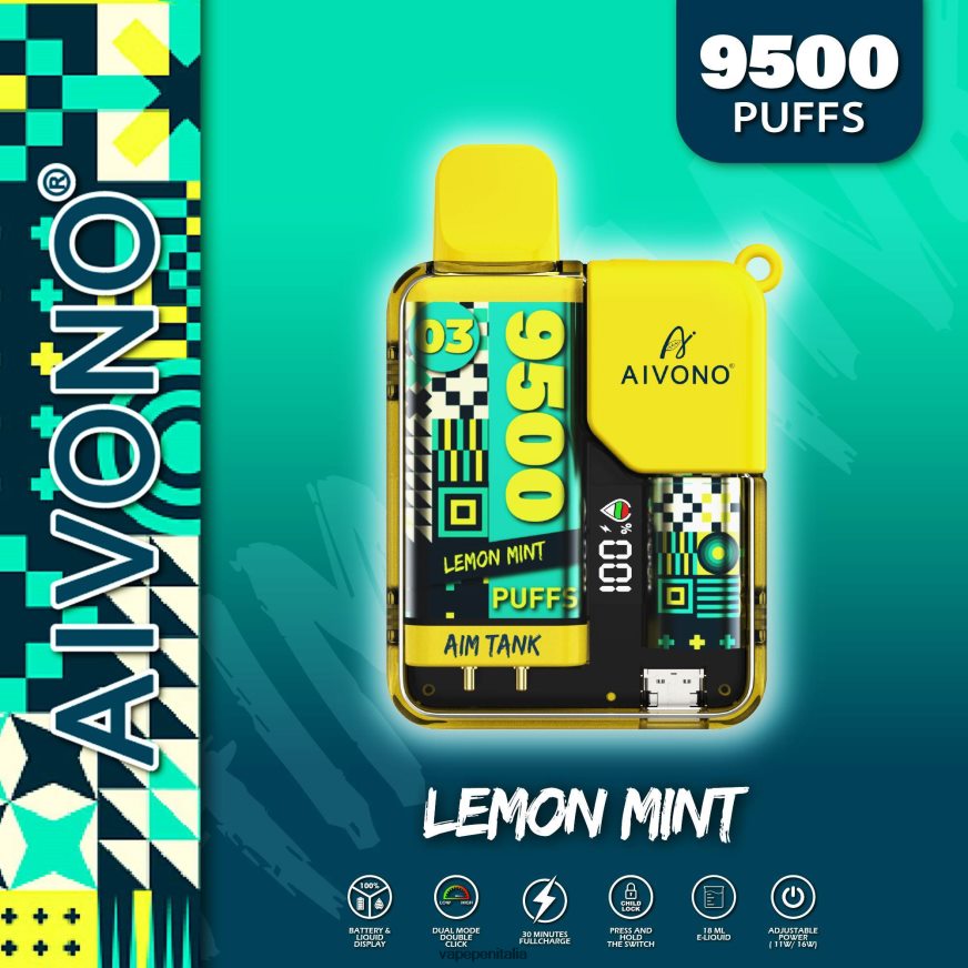 Aivono AIM TANK 9500 menta limone - 486ZBB35 Vape Italia