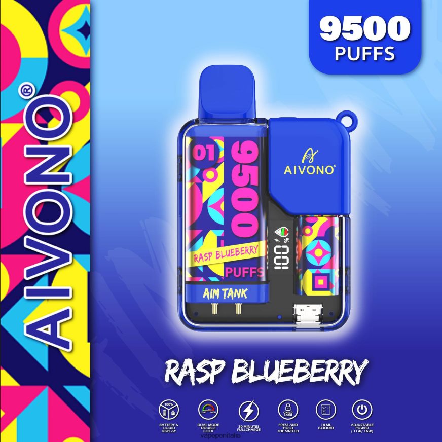 Aivono AIM TANK 9500 mirtillo lampone - 486ZBB33 Vape Italia
