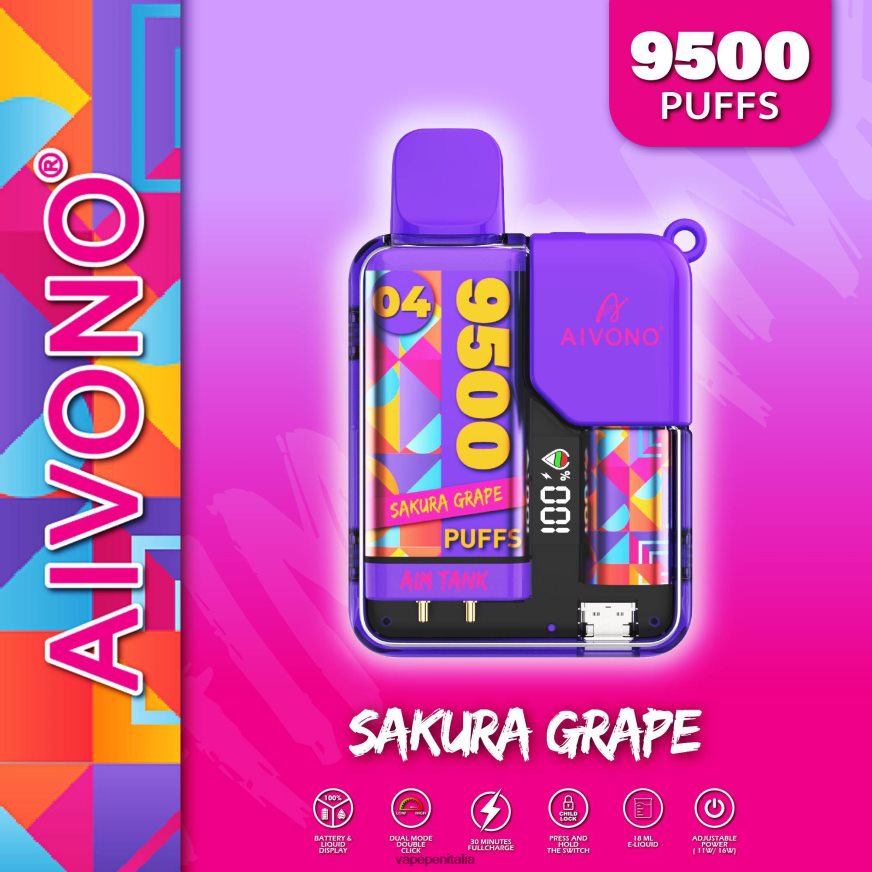 Aivono AIM TANK 9500 uva sakura - 486ZBB36 Vape In Italy