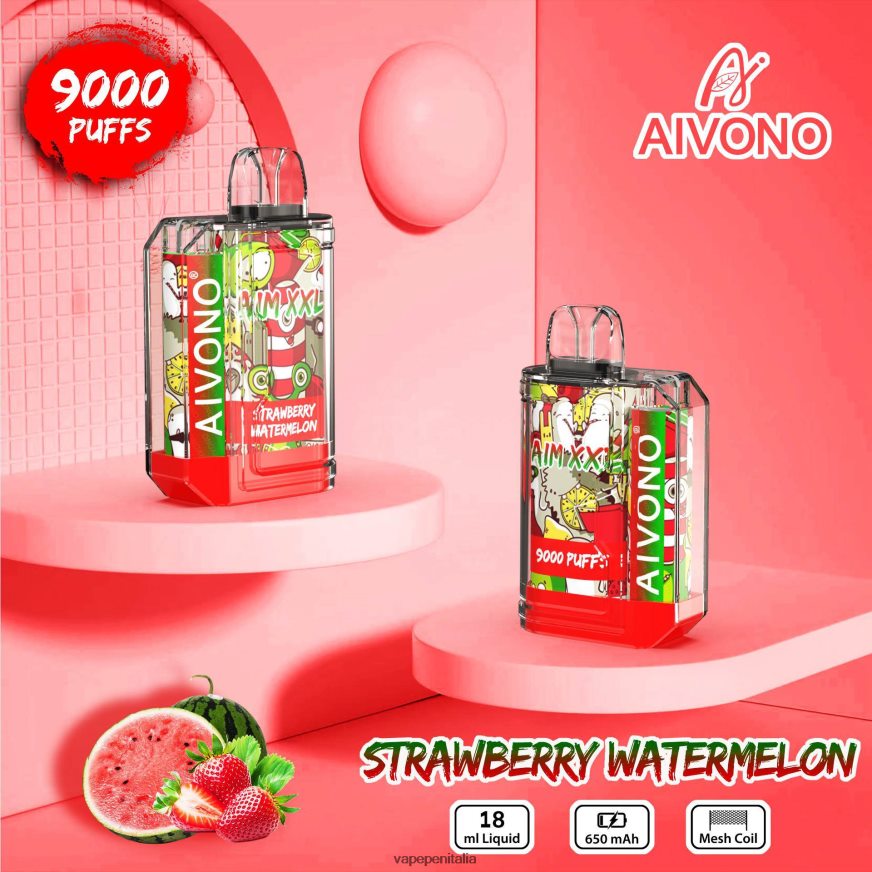 Aivono AIM XXL 9000 adesivo per bocca trasparente anguria alla fragola - 486ZBB53 Vape Italia