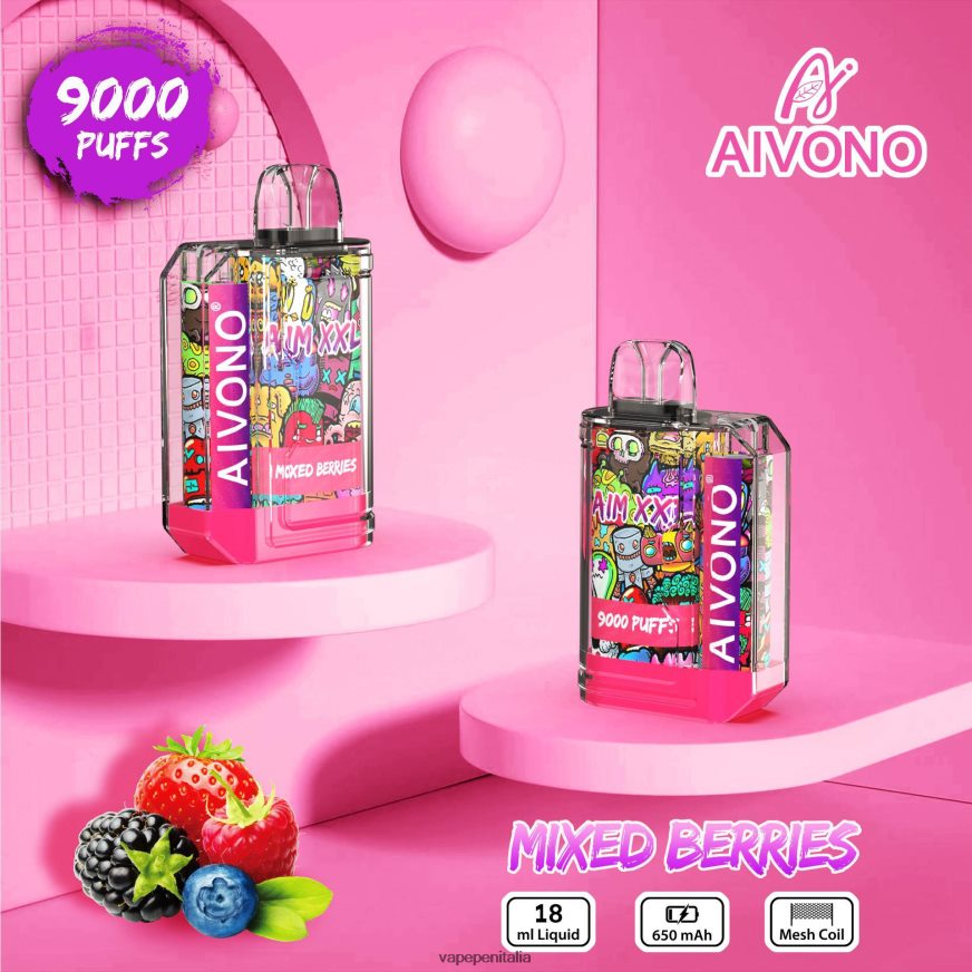 Aivono AIM XXL 9000 adesivo per bocca trasparente frutti di bosco misti - 486ZBB51 Vape Italia