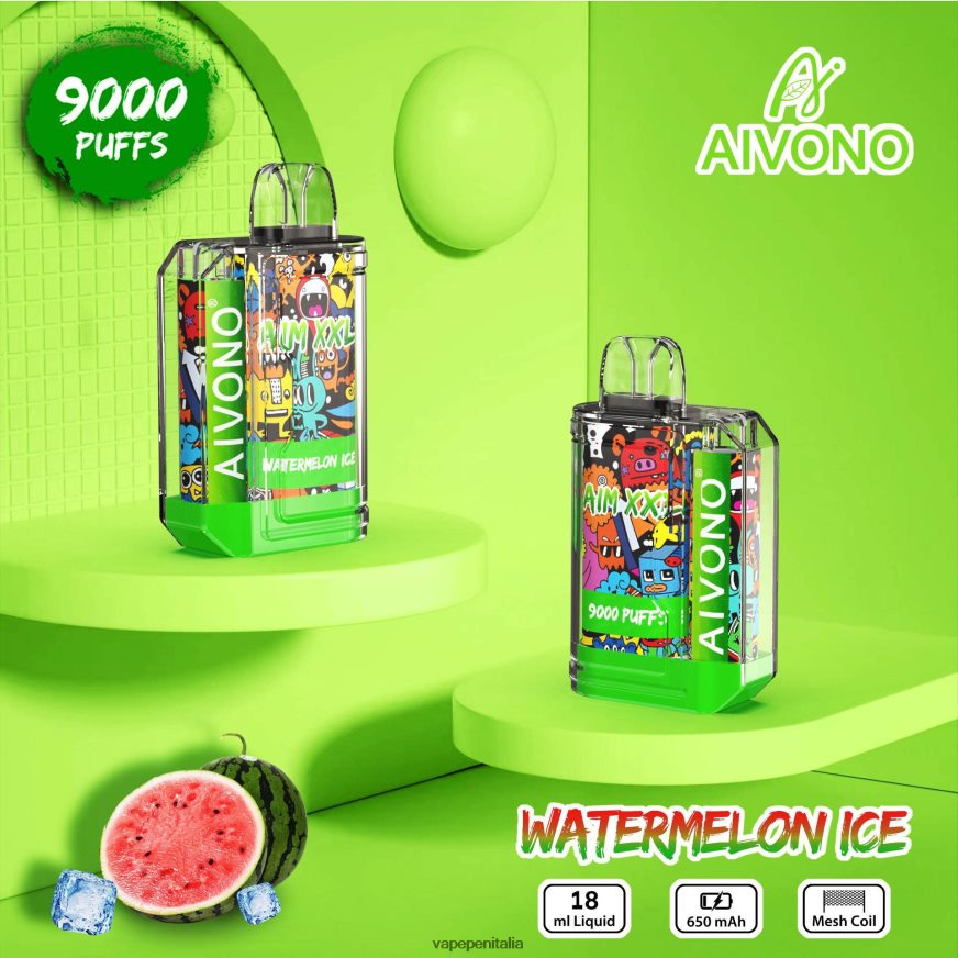 Aivono AIM XXL 9000 adesivo per bocca trasparente ghiaccio di anguria - 486ZBB48 Vape In Italy