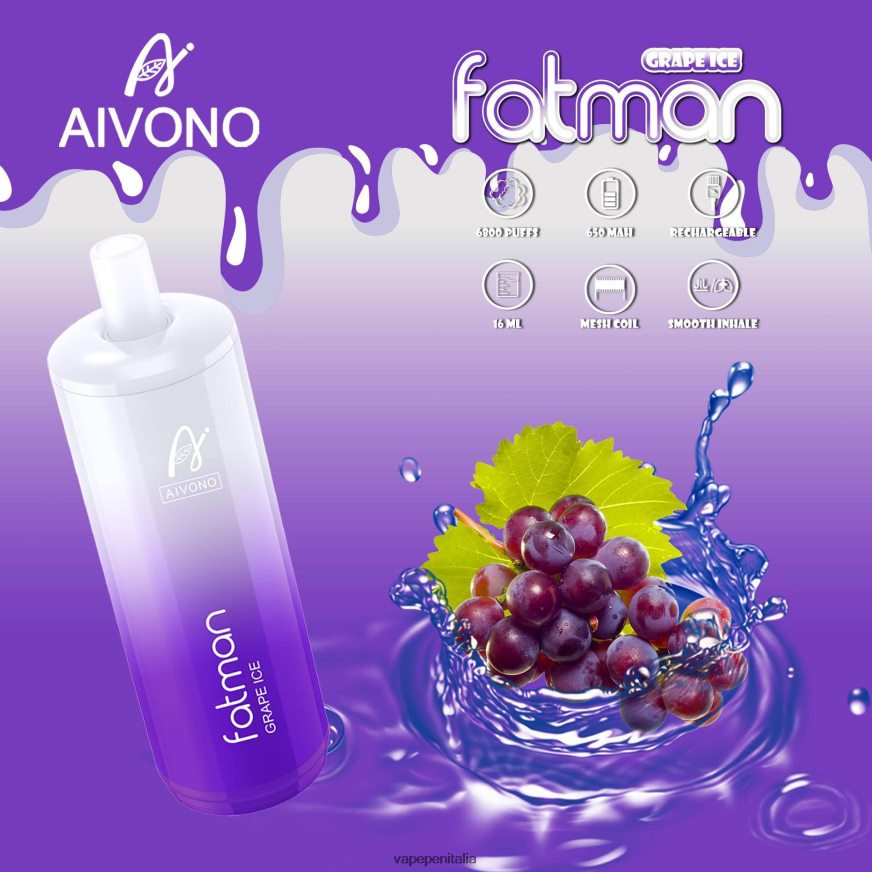 Aivono FATMAN 6800 ghiaccio d'uva - 486ZBB24 Vape In Italy