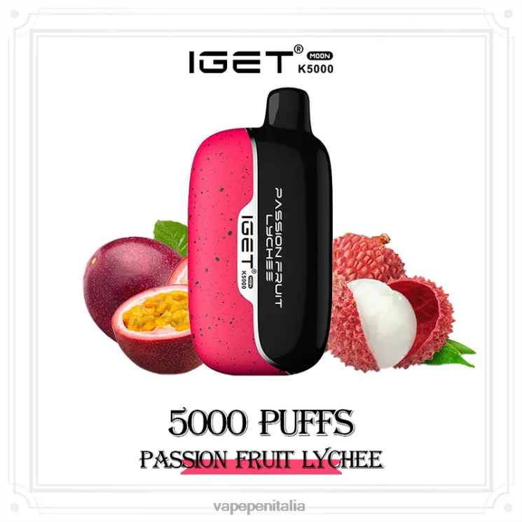 E Cig Senza Nicotina P6VDZ10 litchi al frutto della passione IGET Moon k5000