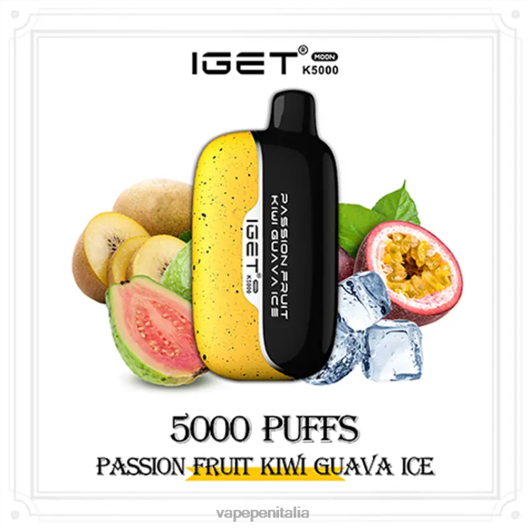 Vape In Italy P6VDZ2 frutto della passione, kiwi, guava, ghiaccio IGET Moon k5000