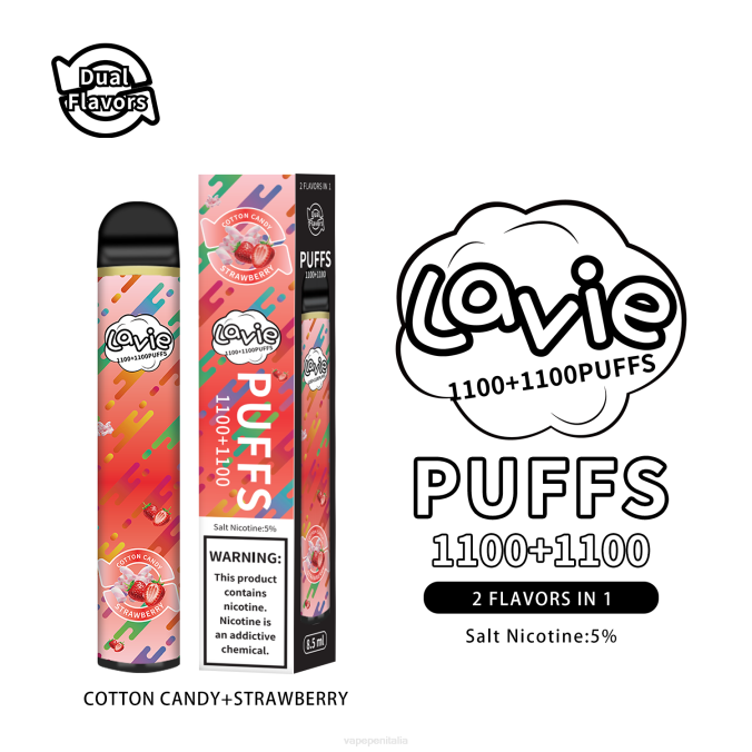 BZR4293 Vape Italia - zucchero filato/fragola LAVIE BAR Switch 2200 sbuffi